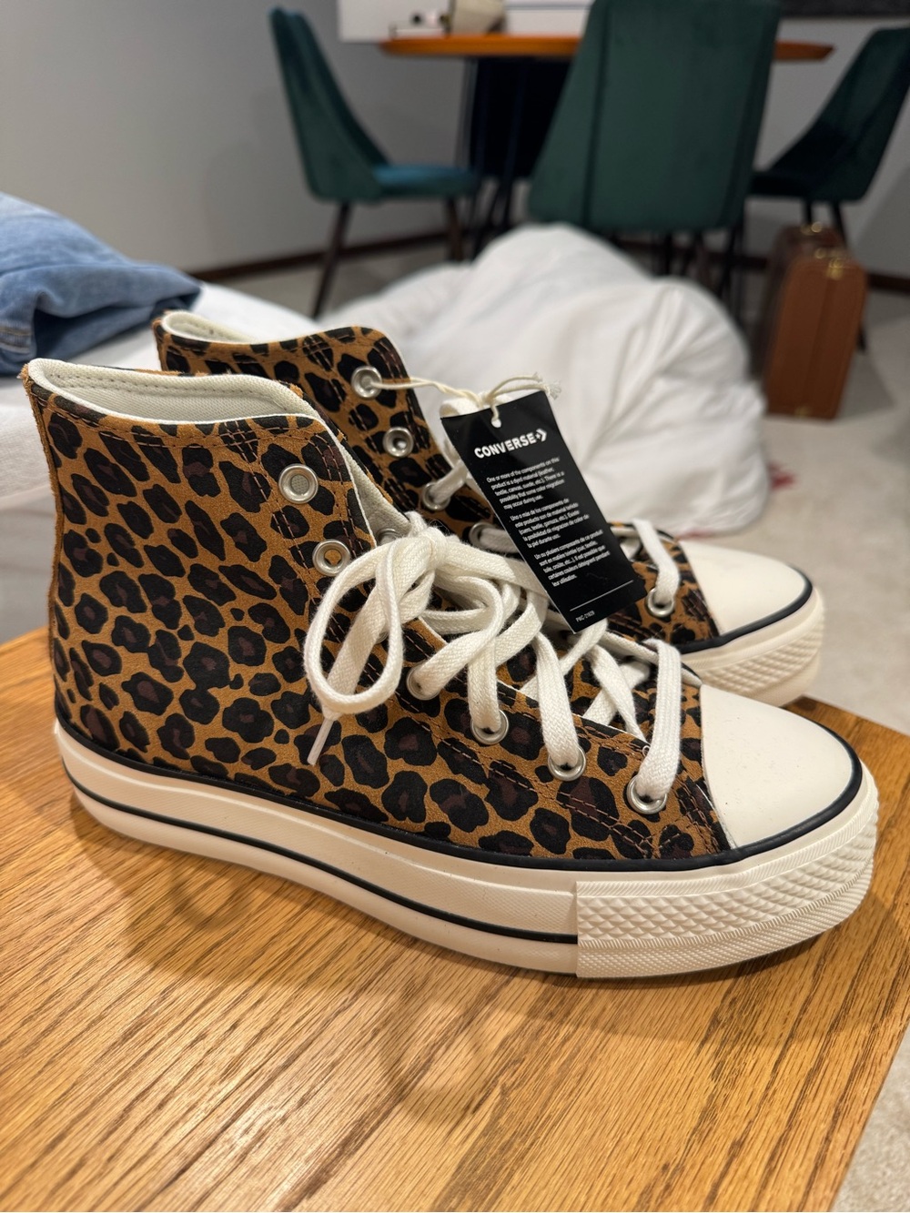Converse Women’s Leopard Print High Top Sneakers - Brown/Black